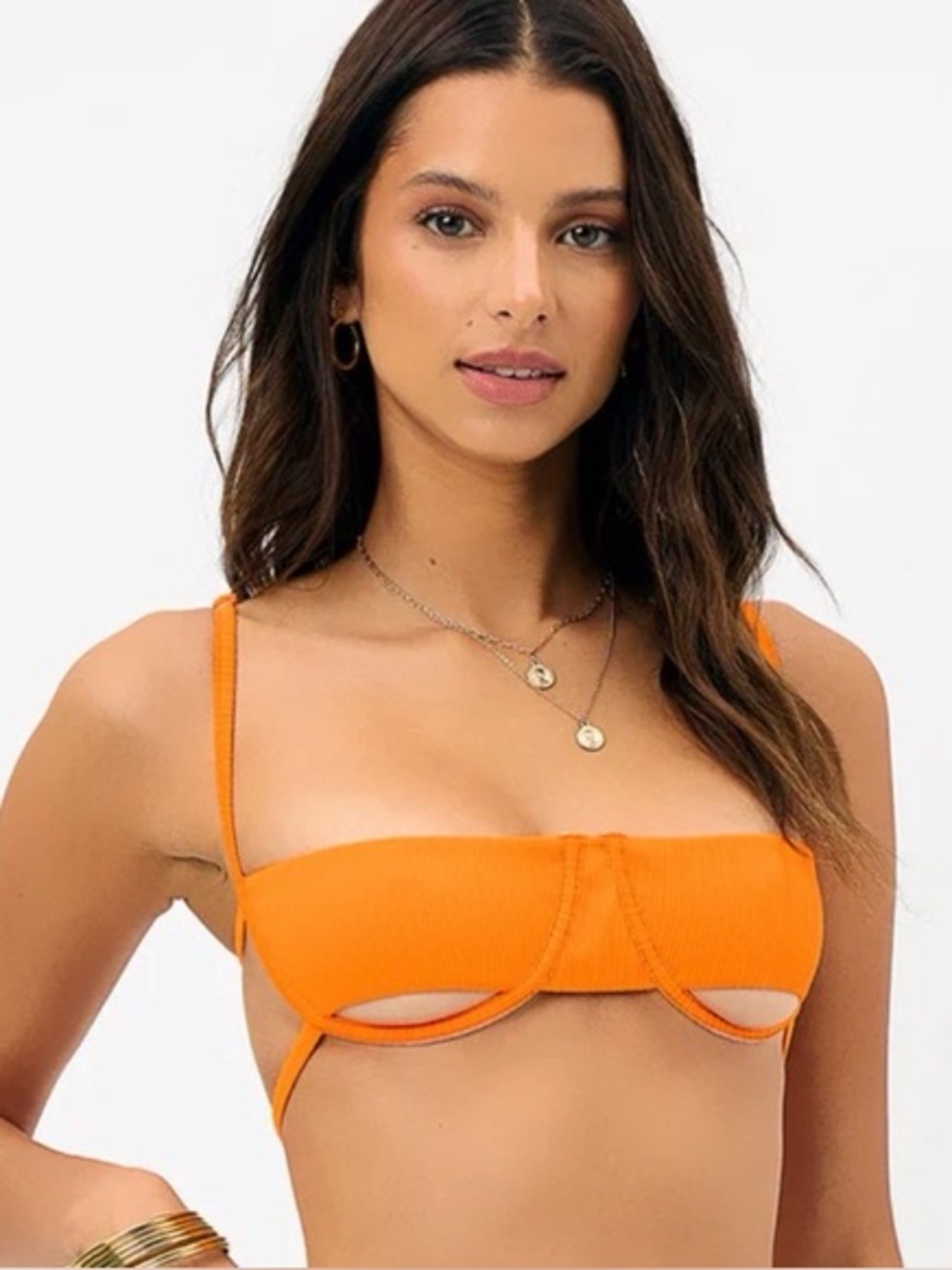 Frankie’s Campbell Plissé Underwire Bikini Top - Papaya